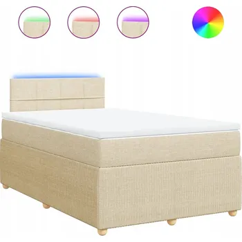 Postel Kontinentální postel 200x120 cm krémová s matrací a LED osvětlením