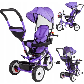 Dětské vozidlo Tříkolka 3v1 tříkolový otočný kočárek odrážedlo multifunkční