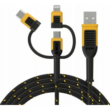 Datový kabel Dewalt USB kabel USB-A - USB-C + microUSB + Lightning 1,8 m černý (DXMA131-1356-DWG)