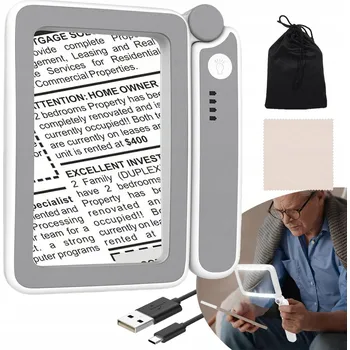 Lupa ZVĚTŠOVACÍ LUPA 4X S PODSVÍCENÍM PRO ČTENÍ VELKÁ SKLÁDACÍ