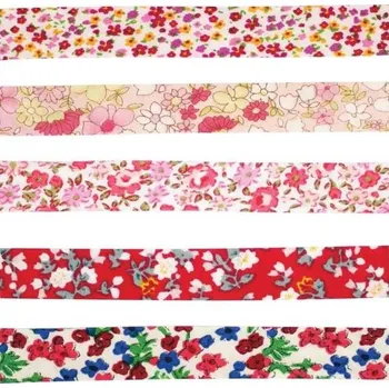 Příze Vlna na bázi bambusu 1 cm x 1 m Květiny růžové červené x 5 ks - MegaCrea