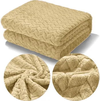 Prostěradlo PŘEHOZ NA POSTEL DEKA S VYTLAČOVANÝM VZOREM STROMEČKU PLED 200x220CM BÉŽOVÁ