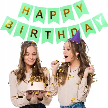 NAROZENINOVÁ GIRLANDA NÁPIS HAPPY BIRTHDAY MINT TURKYSOVÁ PÍSMENA 200 cm