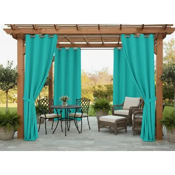 Venkovní zahradní závěs s kroužky MONTANA color 51 tyrkysová, různé rozměry (cena za 1 kus) + dárek úvaz MyBestHome Rozměr: 155x200 cm