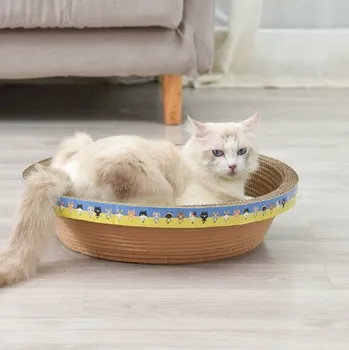 Kulatý kartonové škrabadlo pro kočky s koťátkem 33×9,5 cm