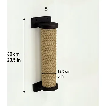 Škrabadlo vertikální sloupek pro kočky, silná juta, velikost S, 60 cm + šrouby, černá barva