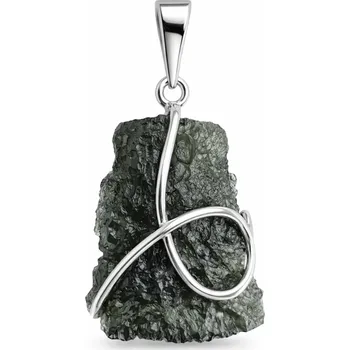 Přívěsek Stříbrný přívěsek s neopracovaným vltavínem 2,5cm. x 2,0cm