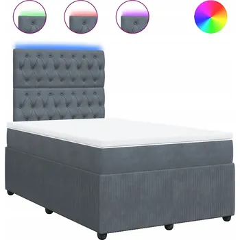 Postel Kontinentální postel s LED osvětlením, tmavě šedá, 200 x 120 x 140,5/150 cm