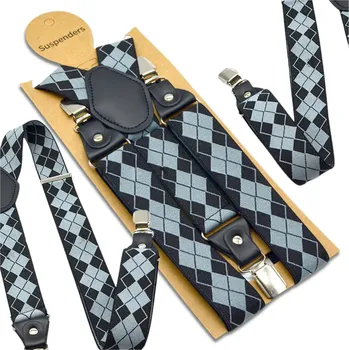 Kšandy Pánské šle silné pro kalhoty, šířka 3,5 cm, délka nastavitelná 74-115 cm, ekologická umělá kůže