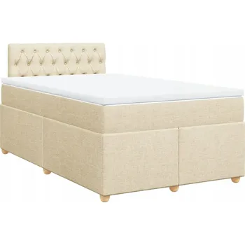 Postel Kontinentální postel 200x120 cm krémová s matrací a topperem bílým