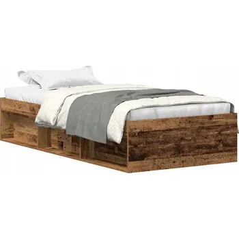 Postel Rám postele s úložným prostorem, staré dřevo, 203 x 93 x 35 cm