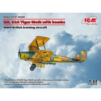 Plastikový model DH.82A Tiger Moth w/ bombs British Trainer - ICM 32038