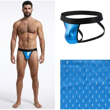 Pánské tanga Metalické jocksy Manview modré Velikost: L Síťovaná spodní část