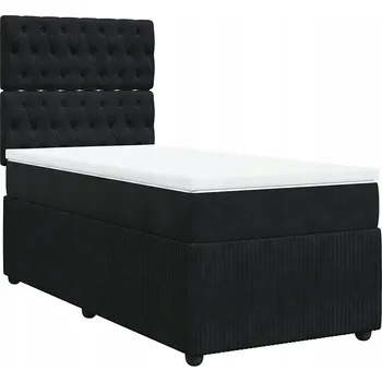 Postel Černá kontinentální postel 200x100 cm s matrací a topperem