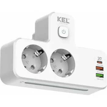 Elektrická zásuvka Plastrol Dvojitá rozbočovač zásuvek s vypínačem a žárovkou SCHUKO + USB R-270SWS/CA