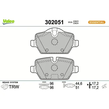 Brzdová destička Sada brzdových destiček, kotoučová brzda VALEO 302051