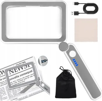 Lupa Ruční lupa na čtení Velká skládací lupa s podsvícením