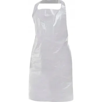 Kuchyňská zástěra Jednorázová Ochranná Fóliová Zástěra Bílá Přední Plast 810x1250 mm 50 Kusů