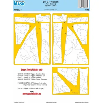 Plastikový model 1/48 Saab SK-37 Viggen (Two Seater) Splinter Camo MASK - Special Hobby M48023