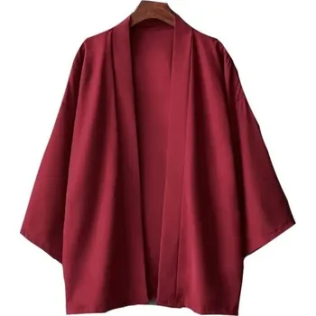 Pánská košile Pánská kimono košile Jednobarevné provedení Polyester Lehký volný střih pro městský styl a každodenní nošení červená S