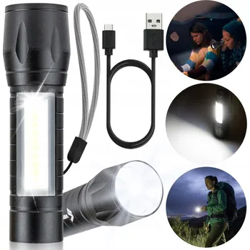 Svítilna Taktická LED svítilna: výkonná, dobíjecí, nabíjení přes USB | VOJENSKÁ