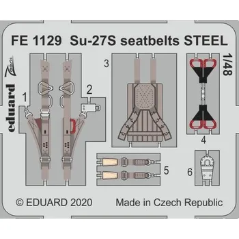 Plastikový model 1/48 Su-27S seatbelts STEEL for KITTY HAWK kit - Eduard FE1129