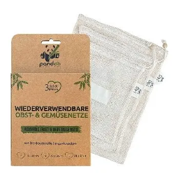 Sáček na potraviny Pandoo Síťový sáček z bio bavlny na ovoce a zeleninu set 3 ks