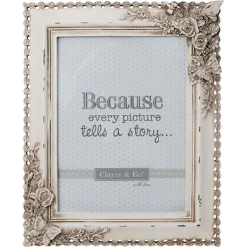 Rám na obraz Krémový fotorámeček s květinami a motýlky - 22*2*27 cm / 15*20 cm