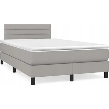 Postel Kontinentální postel světle šedá 203 x 120 x 78/88 cm s matrací 120 x 200 x