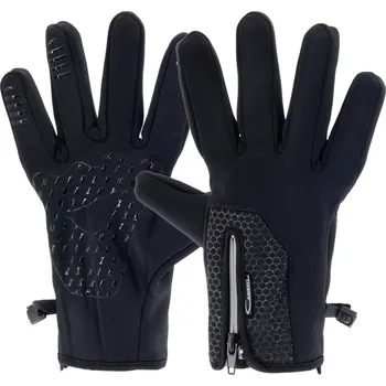 Rukavice SOFTSHELLOVÉ RUKAVICE NA LYŽE KOLO PROCHÁZKY S DOTYKOVOU VRSTVOU PRO TELEFONY ČERNÉ XL