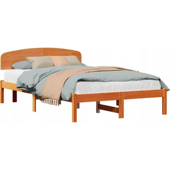 Postel Borovicový rám postele s čelem 120 x 190 cm, hnědý