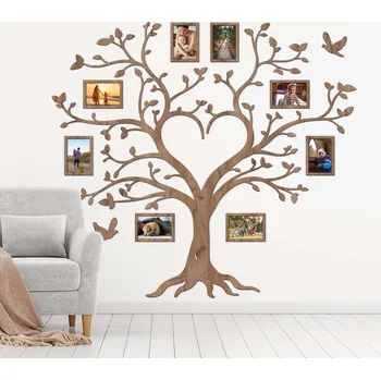 Obraz Dřevěný strom života s fotorámečky, Dub tabákový (nedostupný) | DUBLEZ