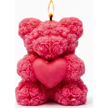 Svíčka Vonná svíčka Méďa z růžiček | 50 g | Svíčkománie3D | Barva: Červená