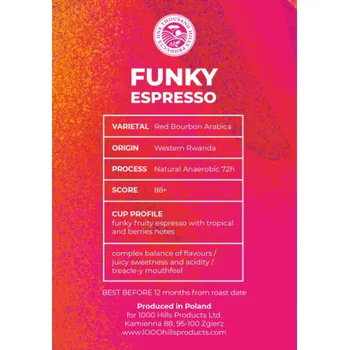Káva HAYB Kávová zrna RWANDA MUHABURA FUNKY ANAEROBNÍ ESPRESSO 400g