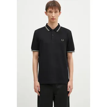 Bavlněné polo tričko Fred Perry The Twin Tipped Shirt, S, černá, 99X