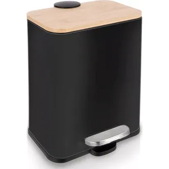 Odpadkový koš úzký pedálový odpadkový koš z nerezové oceli, černý, 5 l