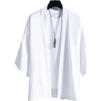 Pánská košile Pánská kimono košile Jednobarevné provedení Polyester Lehký volný střih pro městský styl a každodenní nošení bílá XL