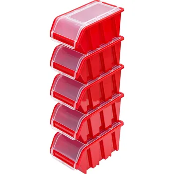 Úložný box 5x Box s víkem NPKL10 červený