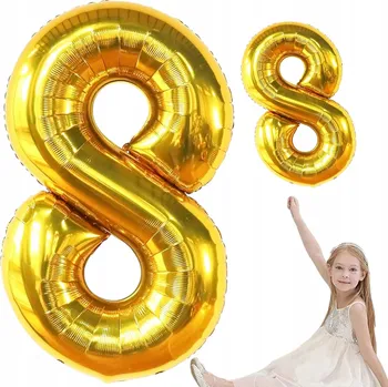 Balónek Fóliový balónek ČÍSLICE 8 OSM Zlaté narozeniny 100 cm