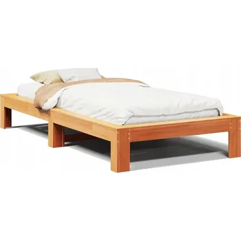 Postel Rám postele borovice 90x200 cm voskovaná hnědá s úložným prostorem
