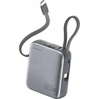 Powerbanka 4smarts Powerbanka Pocket Dual Cord 10000mAh 22,5W s vestavěným USB-C kabelem 15cm šedá