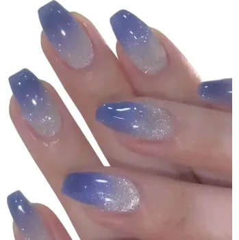 Umělé nehty Galaxy ombré nehtové tipy s dynamickým leskem Rakvičkový tvar Nositelné umělé nehty 24 ks pro domácí manikúru