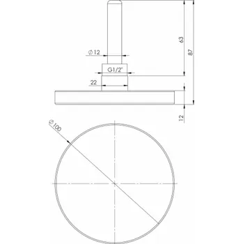 Afriso Bimetalový teploměr BiTh 100, fi 100 mm, 0÷160°C, délka 63 mm, závit G1/2 , třída 2