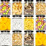 12x SKLENĚNÁ ZAVAŘOVACÍ SKLENICE ČTVERCOVÁ SKLENĚNÁ DÓZA 500ml S ČERNÝM VÍČKEM