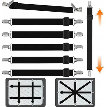 Prostěradlo 6X NAPÍNAČE PROSTĚRADLA KLIPSY UPEVŇOVACÍ REGULOVATELNÉ 65 - 240 CM SILNÉ