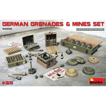 Plastikový model German Grenades & Mines Set (incl. PE&decals) - MiniArt 35258