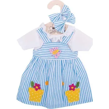 Panenka BIGJIGS TOYS Šatičky modré pruhované obleček pro panenku set s ramínkem