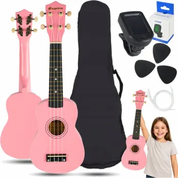 Ukulele LUNA GUITARS SUPRIMO UK21 SET PK sopránové ukulele 21 růžová