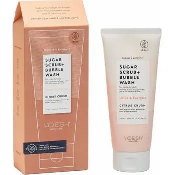 Masážní přístroj NoName VOESH_Cukrový peeling + Bubble Wash peeling a pěna pro mytí pokožky hlavy a těla Citrus Crush 210g