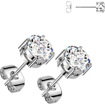 Náušnice NUBIS® Titanové náušnice s moissanity 6,5mm (2x1ct) - TM027